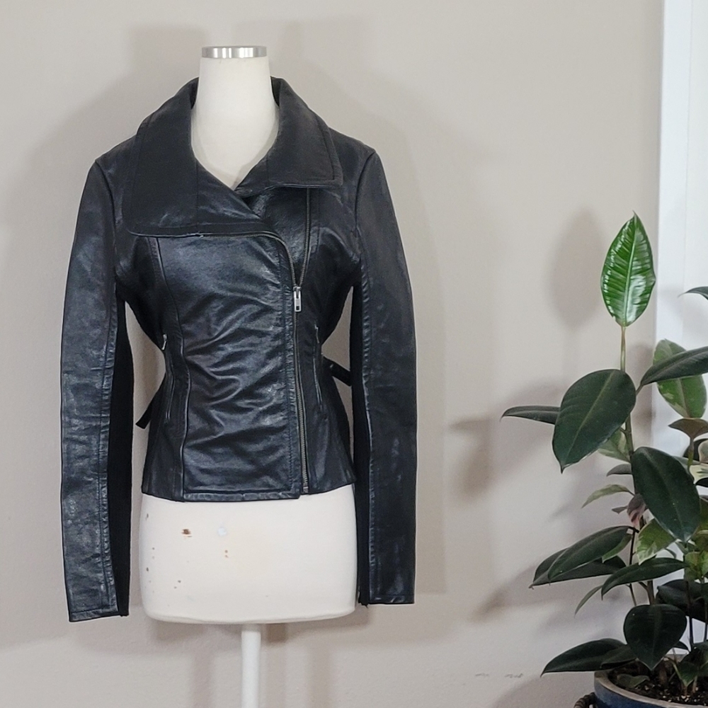 BCBG Max Azria 100% leather biker jacket